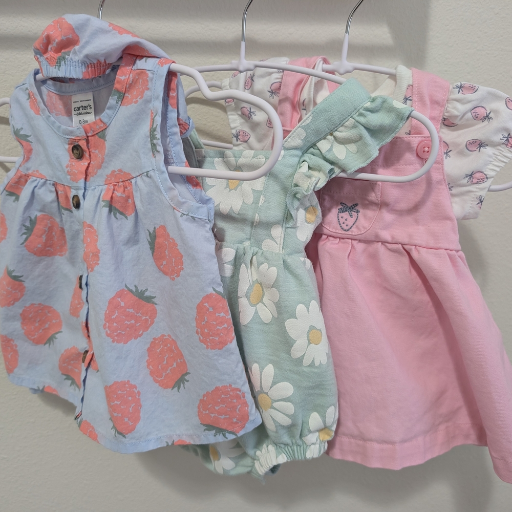 Carter's Baby Girl Dress and Romper Bundle